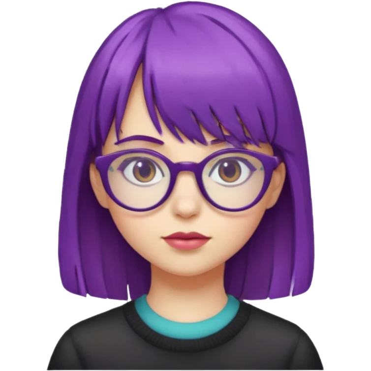 girl with bangs and purple hair and glassess emoji