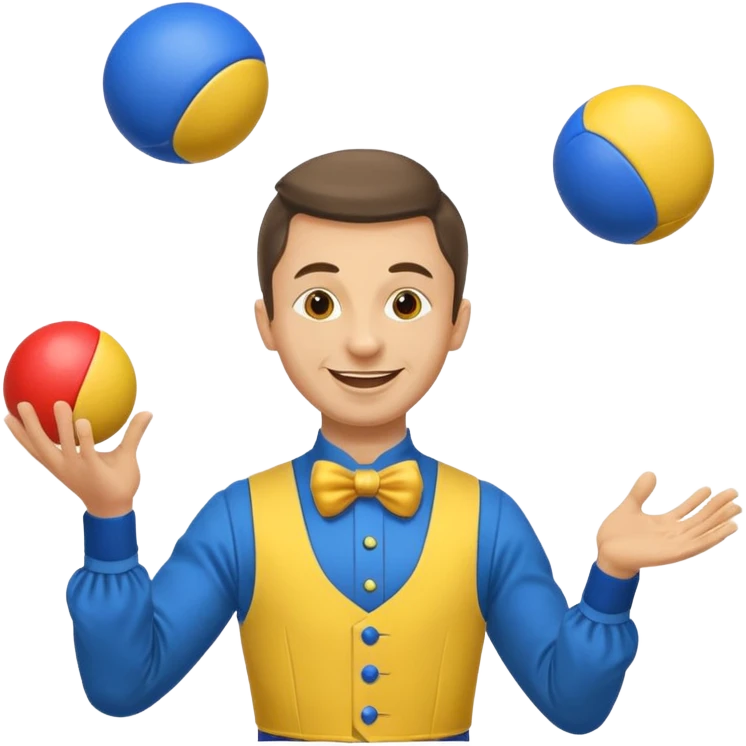 circus juggler zelensky juggling two balls blue and yellow emoji