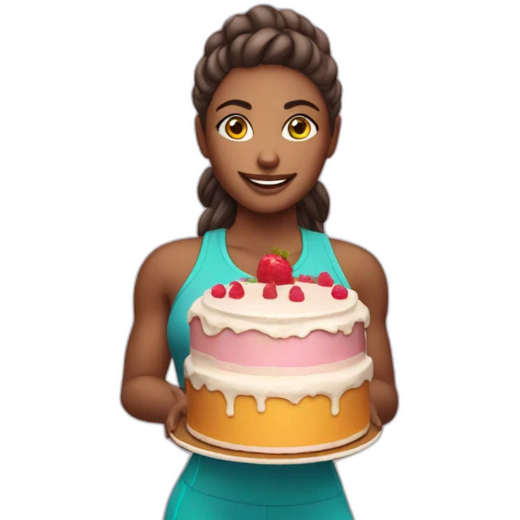 Fitness Trener girl with cake emoji