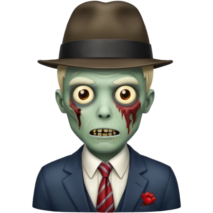 zombie with hat and tie emoji