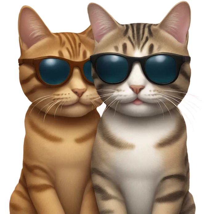 2 tabby cats with sunglasses emoji