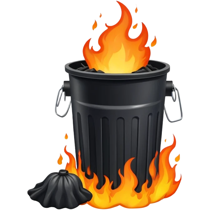 garbage can on fire emoji