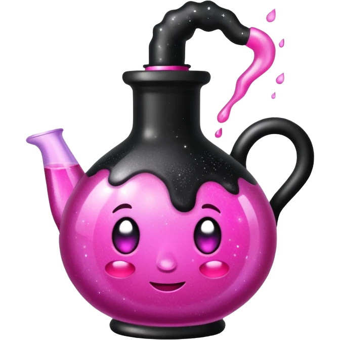 Black hot pink magical potion with sparkles and glitter emoji
