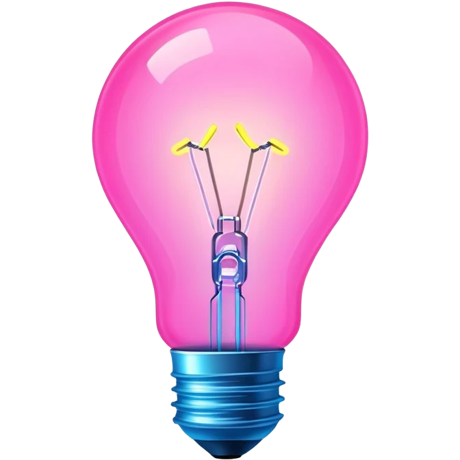 neon lightbulb glowing blue and pink with soft glossy highlight and modern minimal shape emoji