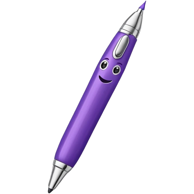 Pen with smiling face Lila emoji