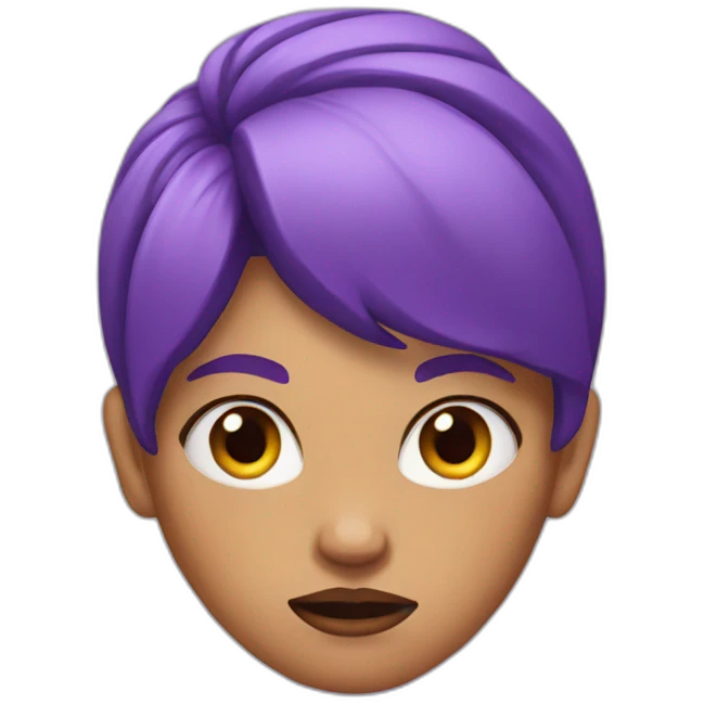 a woman with purple hair and purple bunny ears looking mad emoji