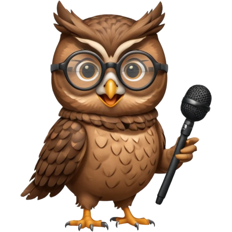 owl wearing glasses singing with microphone emoji
