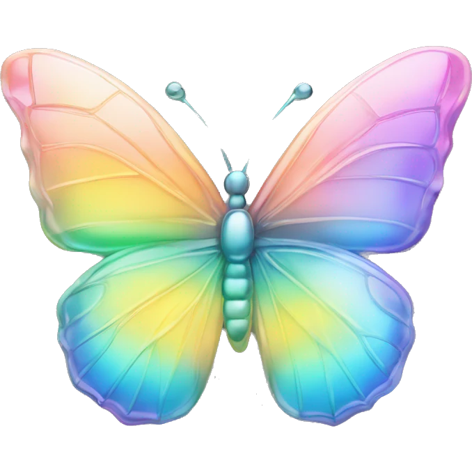 flying Pastel rainbow-gradient iridescent glass crystal butterfly emoji