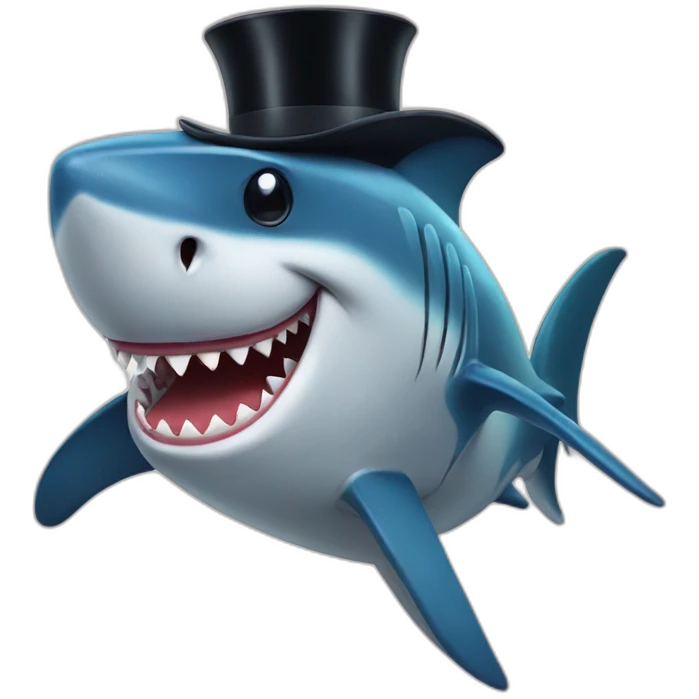 Shark with a top hat emoji