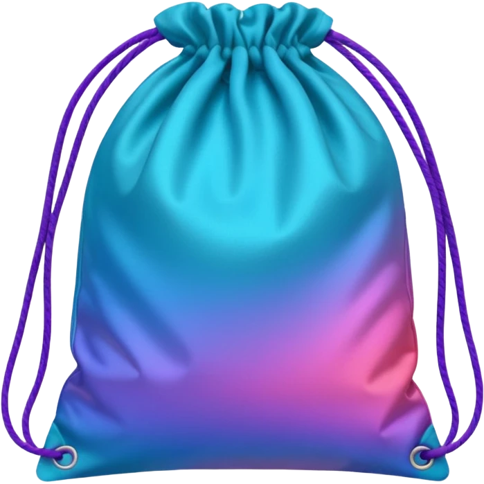 coins  pack in gradient of turquoise, blue, pink, purple, and coral color in bag emoji