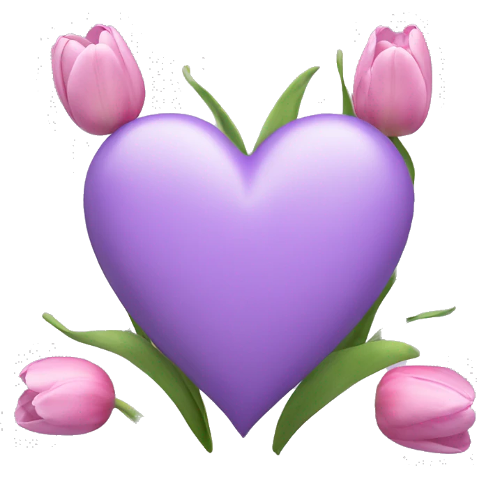 light purple heart with tulips around it emoji