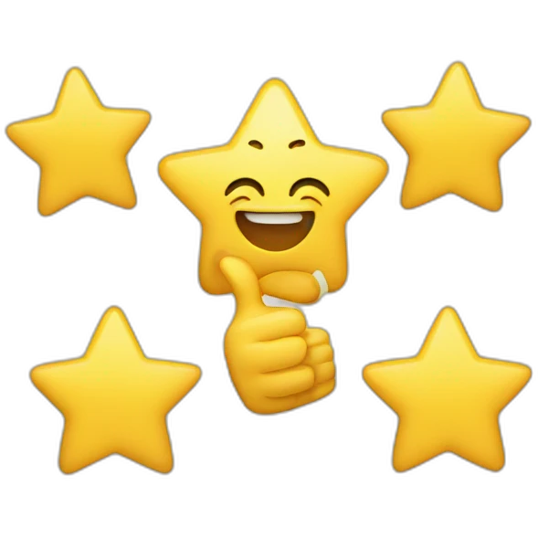 star shape showing thumbs up emoji