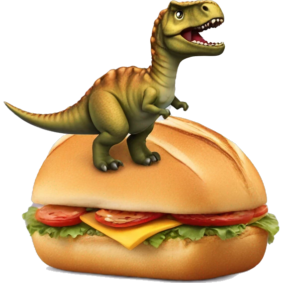 Een broodje kaas waar een dino een hap uit neemt emoji