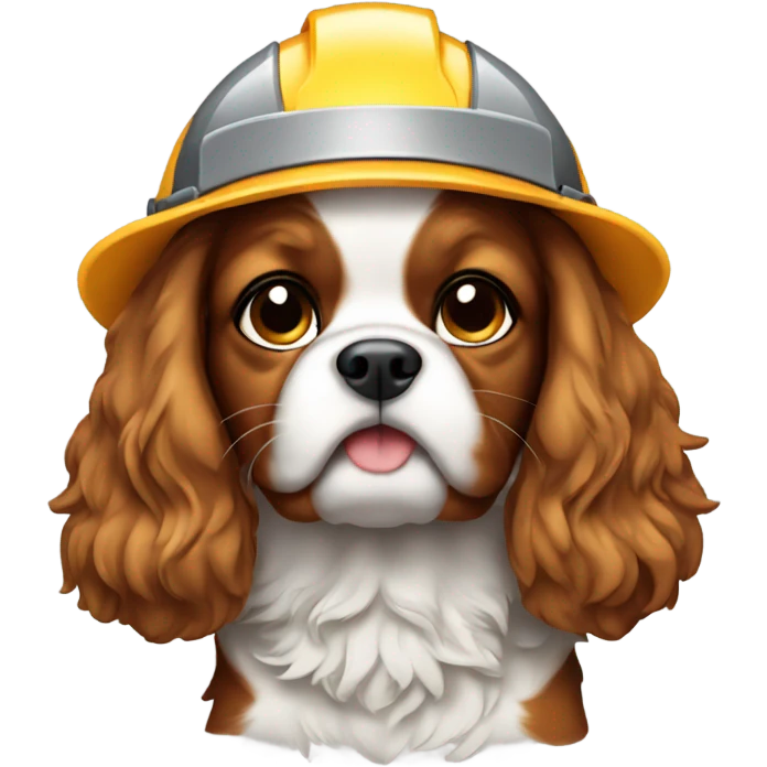Cavalier dog as construction worker emoji