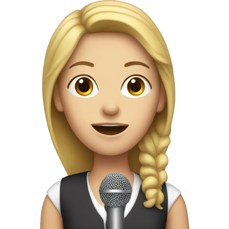White Woman speaking into microphone emoji