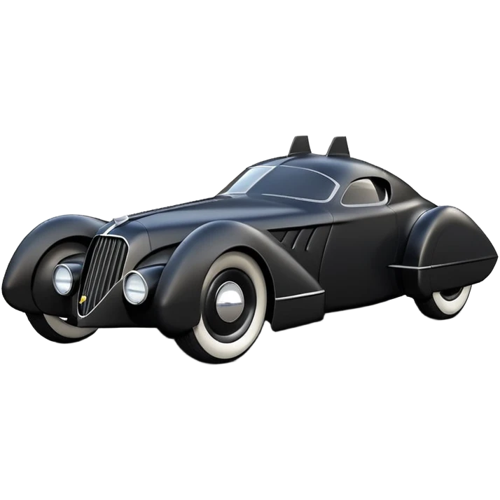  the animated series aerodynamic futuristic concept Batmobile loosely based on 1936 cord 812 Ford (flat long straight faceted mechanical body) finned stealthy street hot rod  emoji