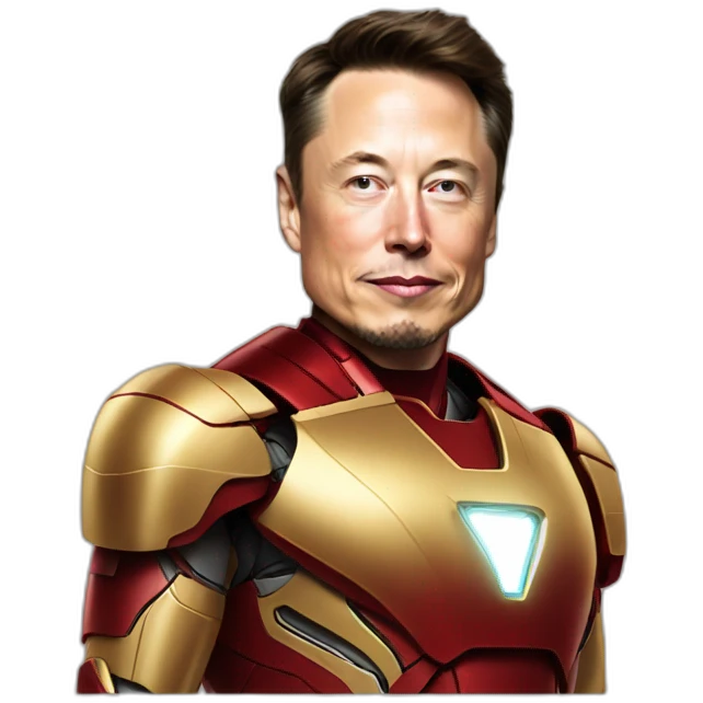 Elon musk with iron man suit gold and red emoji