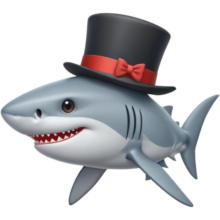 Shark with a top hat emoji