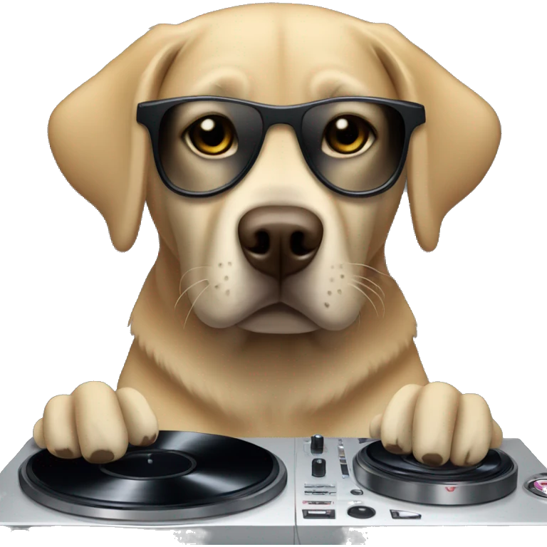 Labrador being a DJ emoji