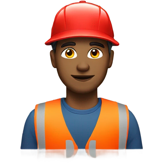 Man wearing a red cap and reflective vest emoji