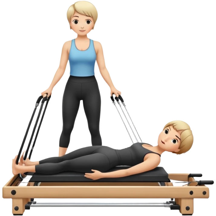 a women with short hair on a pilates reformer bed emoji