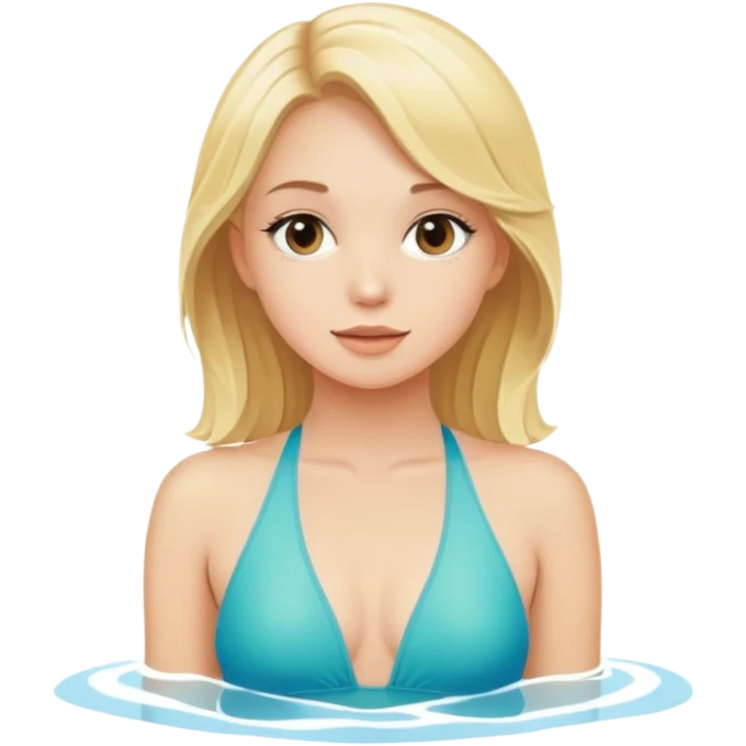 pretty summer blonde girl in one piece swimsuit emoji
