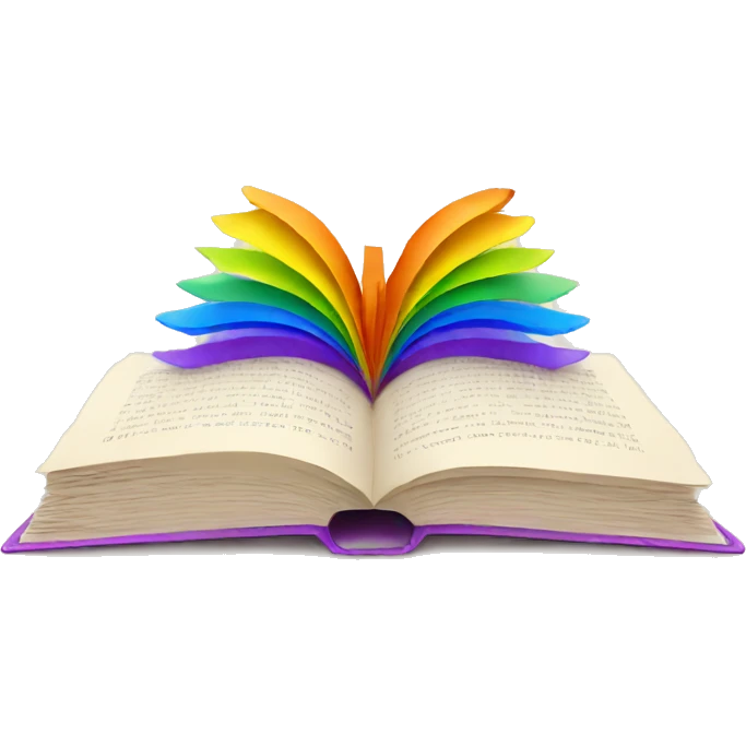 Open book with rainbow emoji