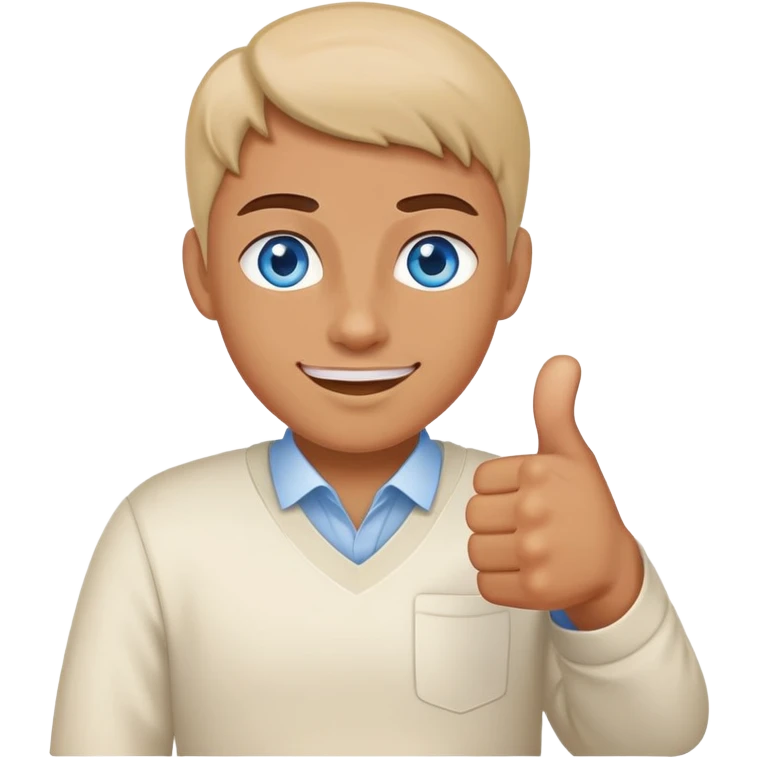 With blue eyes, tan skin, with thumbs up  emoji
