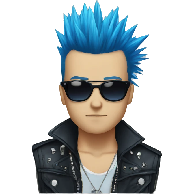 punk, blue mohawk, sunglasses, anime emoji