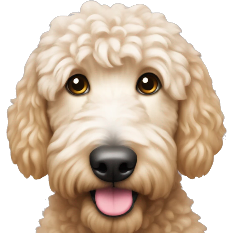 A golden doodle with pink nose and white fur emoji