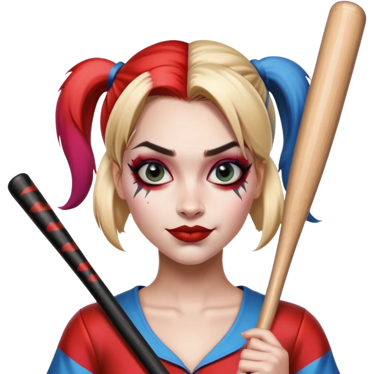 Harley Quinn with a baseball bat emoji