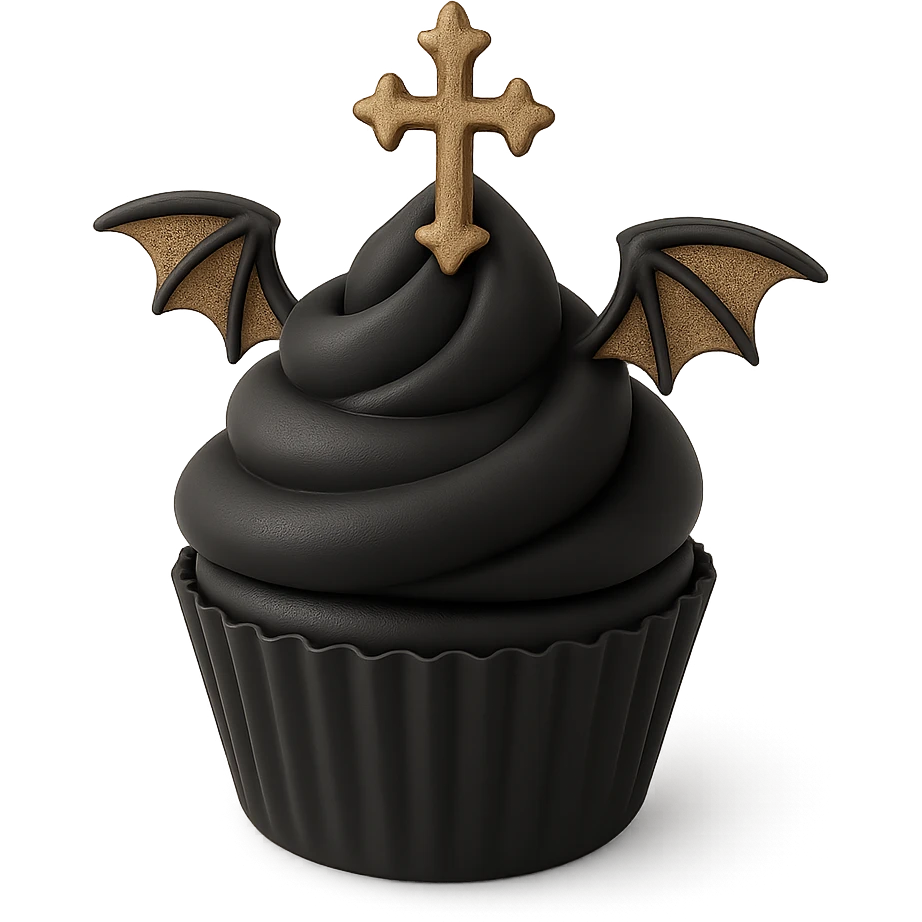 gothic cupcake 3D black style emoji