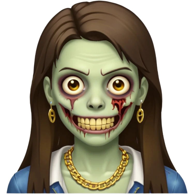 zombie with Brunette  hair and grillz  emoji