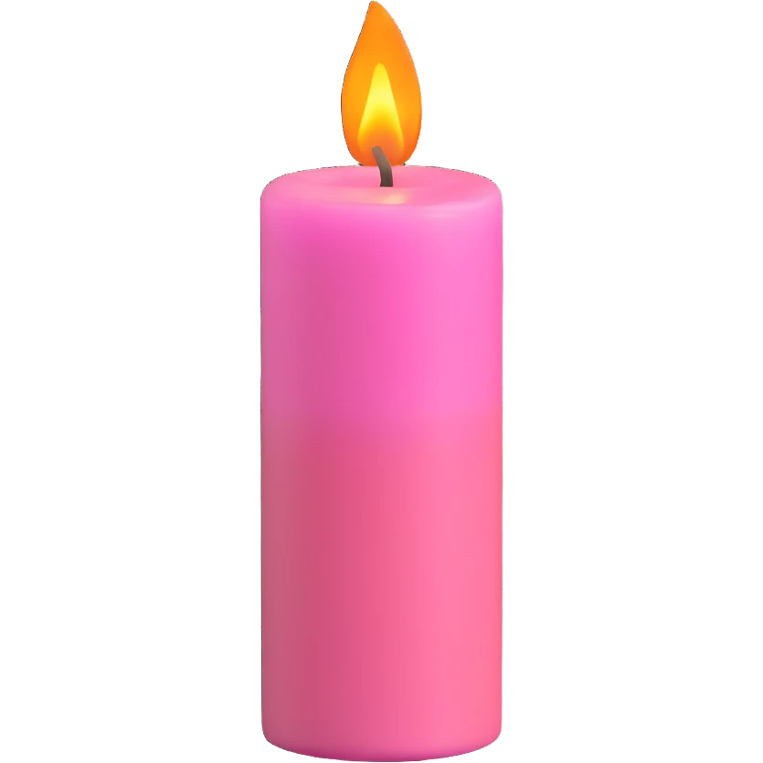Draw a pink candle with a flame on it at an angle of 15 degrees from the horizontal. emoji