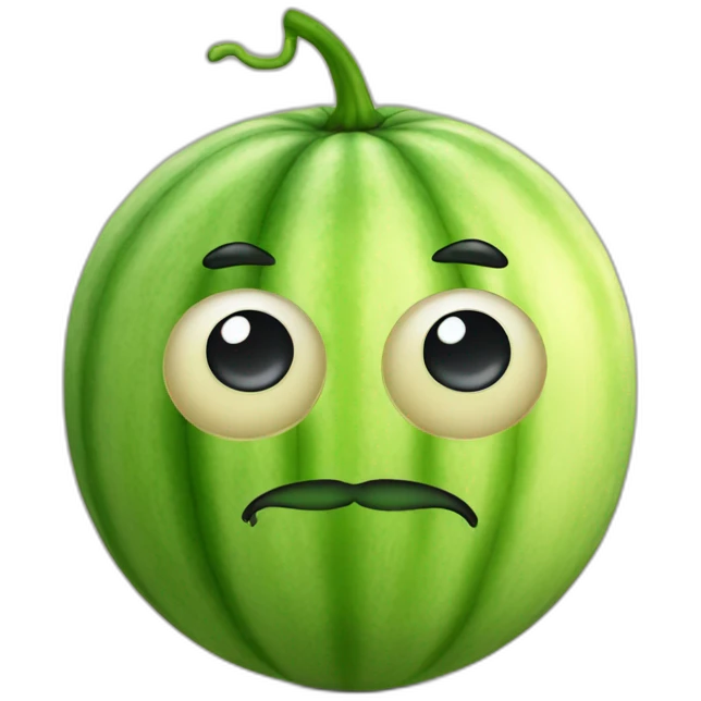 Melon with big eyes and a moustache emoji