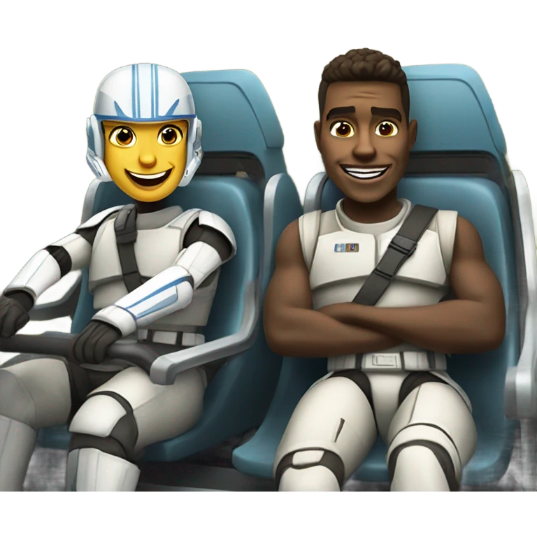 Bush person and clone trooper riding a roller coaster emoji