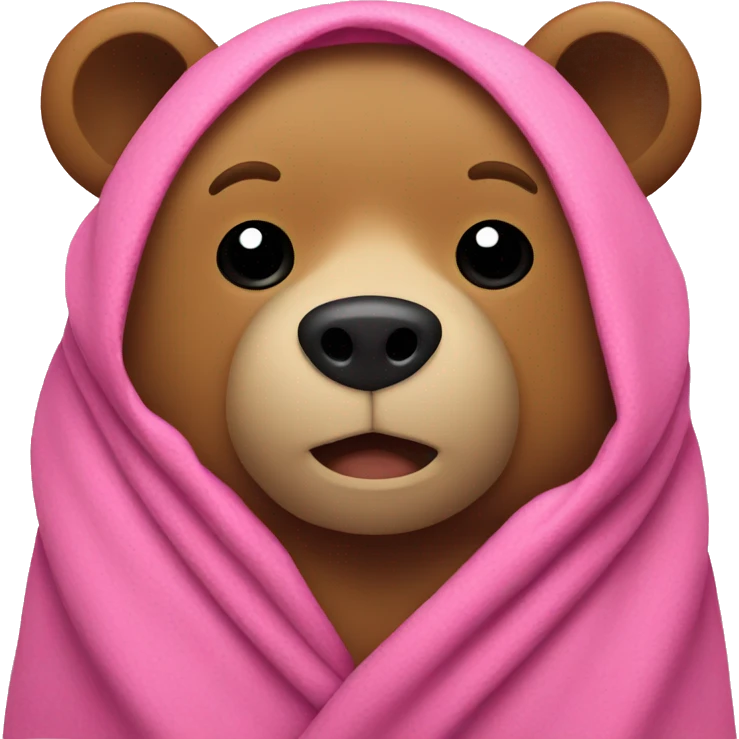 bear wrapped in pink blanket emoji