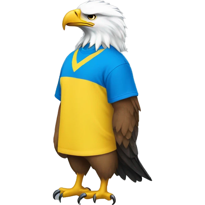 a eagle dressing a yellow and blue t-shirt  emoji