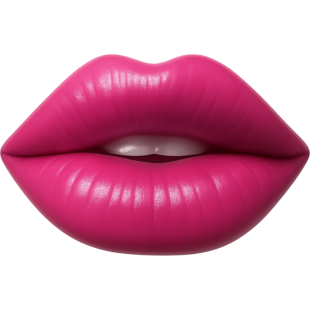 Realistic lipstick emoji with glossy finish, pink lipstick, photorealistic style. Remove background. emoji