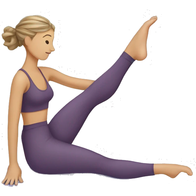 A woman doing Pilates with an elastic band on her foot emoji