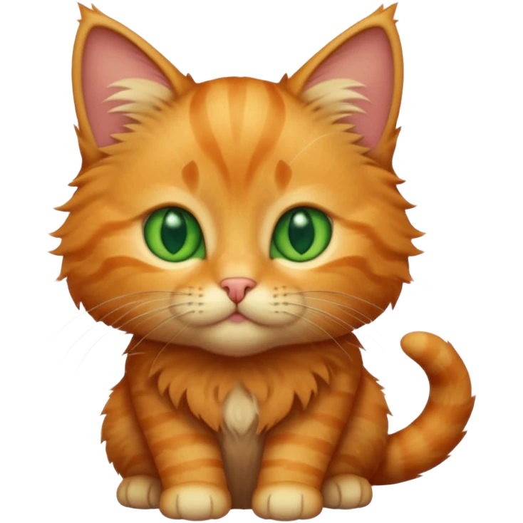 A high-resolution photo-realistic digital illustration of a solid ginger tabby cat kitten emoji