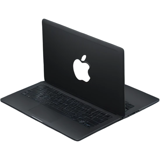 black laptop with apple logo emoji