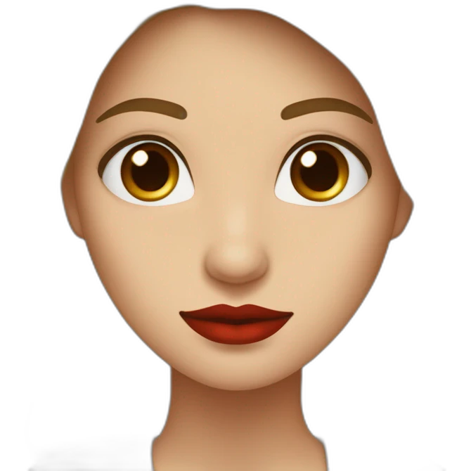 Mujer de piel blanca con labios rojos , pelo largo color castaño con rulos solo en las puntas, anteojos de vista y ojos color marron emoji