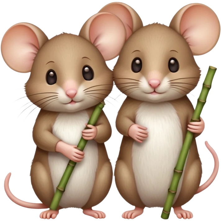 cute mice holding bamboo sticks emoji