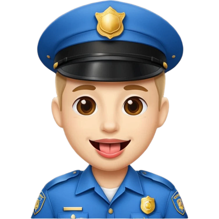 Cop with tongue out emoji