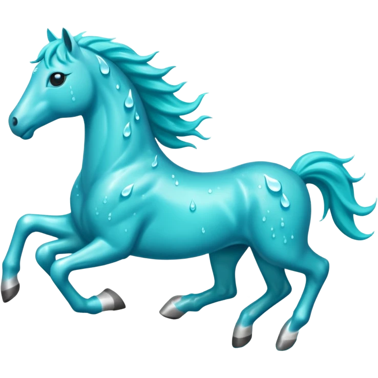 Water Horses run With drops The color is turquoise  emoji
