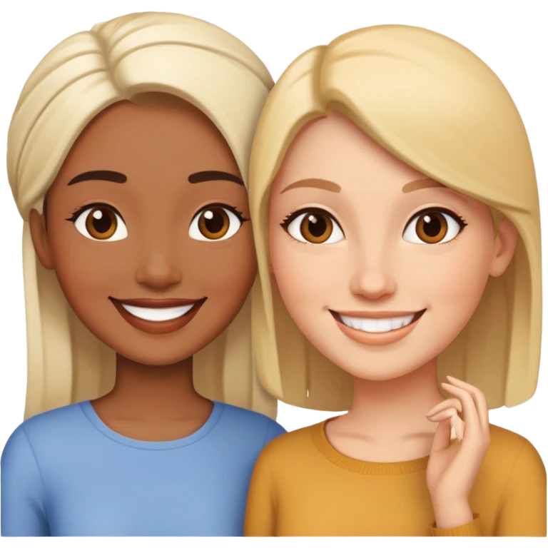 two women standing next to each other, smiling, friends emoji