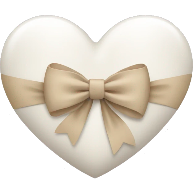 White Heart with a beige bow emoji