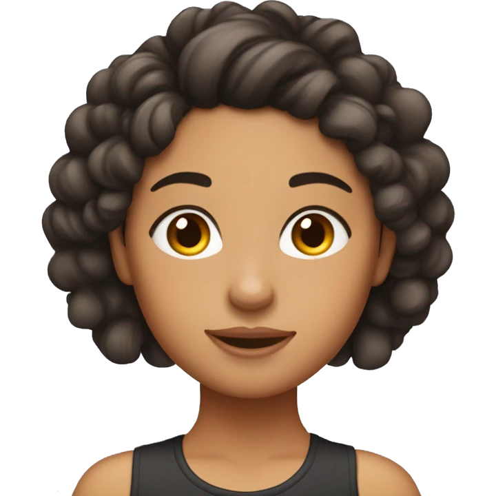 Hispanic girl comfortable with a messy curly bun hairstyle  emoji
