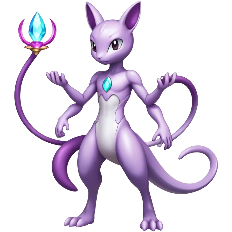 Anthro Sona Colorful Godly Celestial Shiny Mewtwo-Fakemon Fantasy Creature Full Body emoji